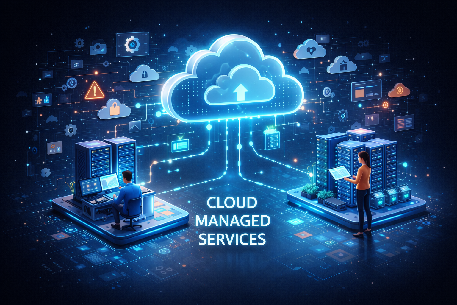 Cloud monitoring and operations illustration